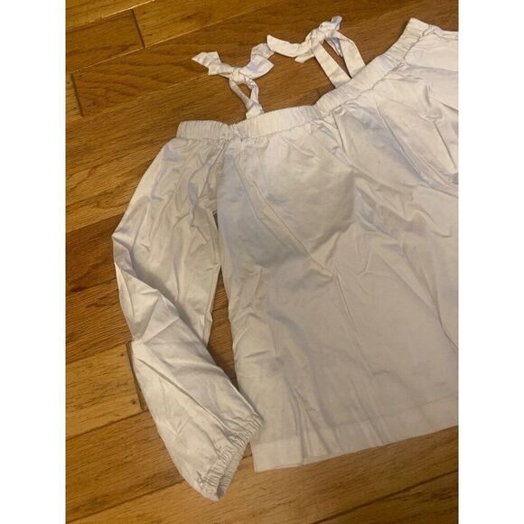 Habitual women's White Off-Shoulder Top With Tie Straps & Long Sleeves size 10 - Picture 2 of 8